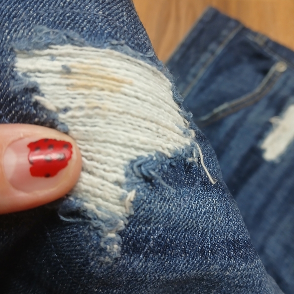 Maurices Dark Blue Distressed Jean Shorts - Picture 3 of 8